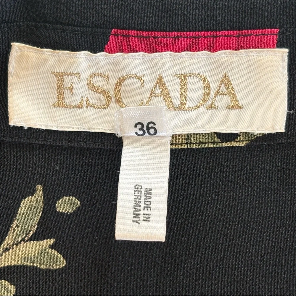 Vintage Escada black and red rose print silk blouse - Picture 7 of 8